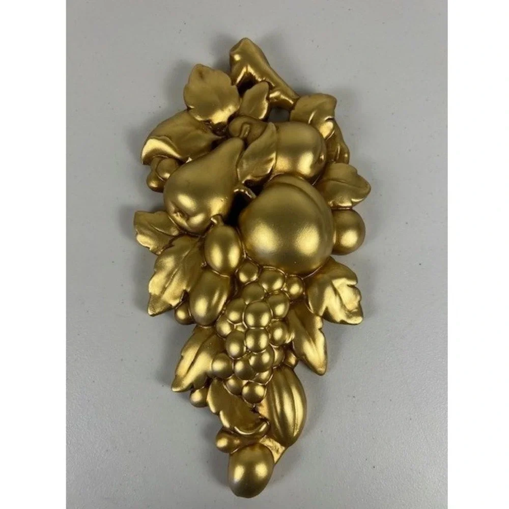 Vintage Roman Art Co Gold Fruit Wall Chalkware Resin Plaque Mid‎ Century 14 Inch